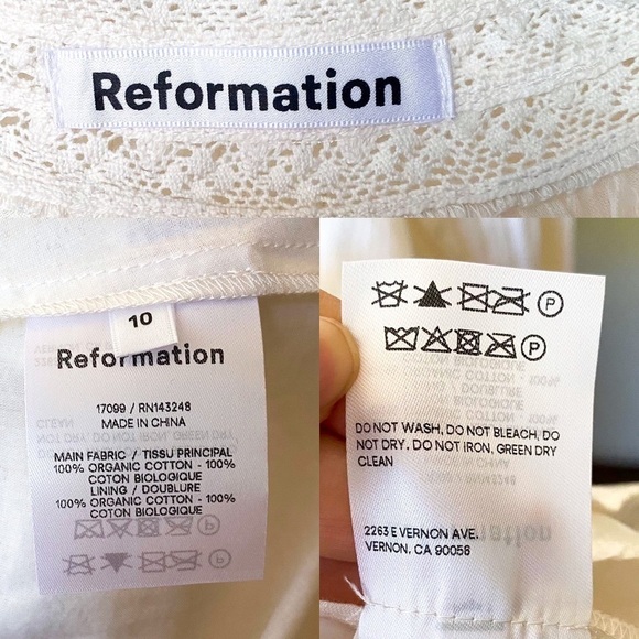 Reformation Dress Elisabetta Lace Long-Sleeve Cotton Mini Peasant Cream 10 EUC - Picture 2 of 10